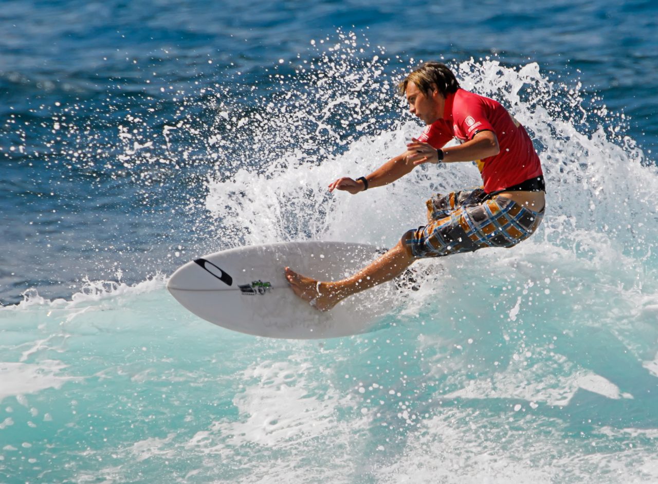A surfer riding a wave.